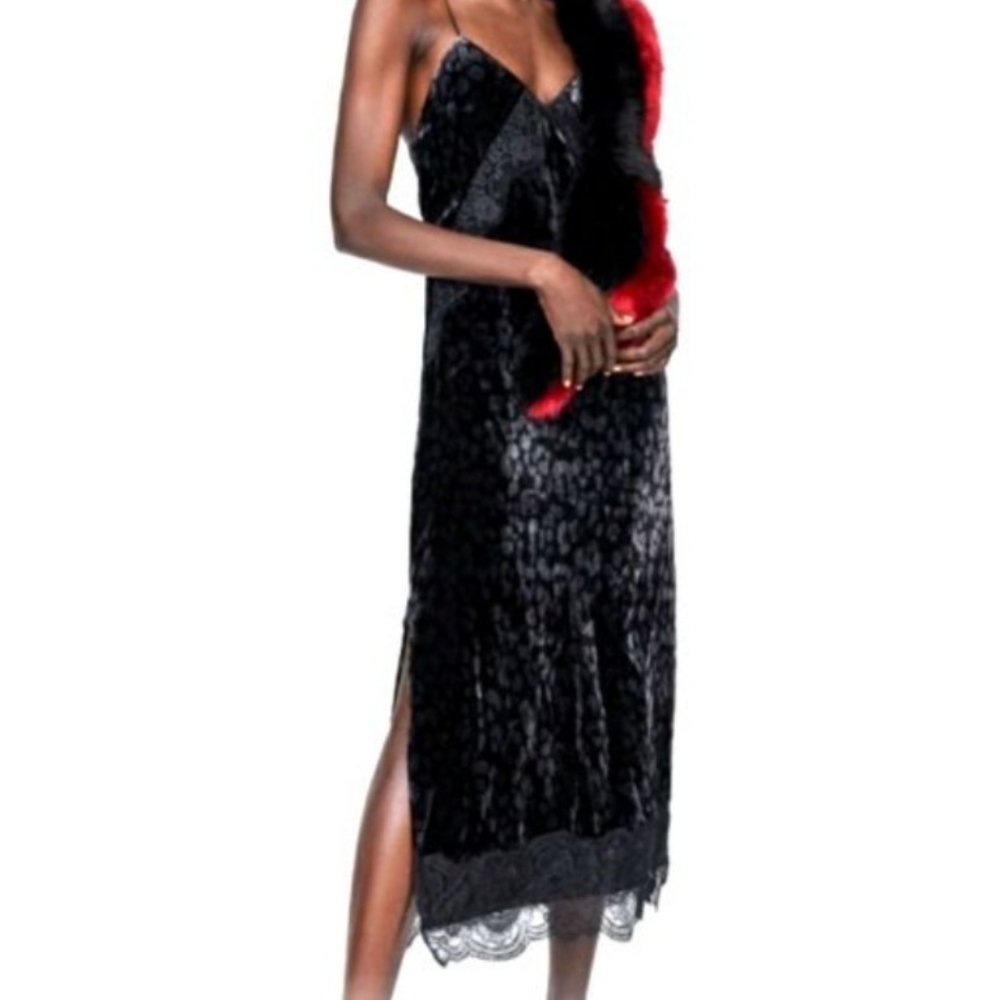 NWT ZARA TRF velvet maxi slip dress size large